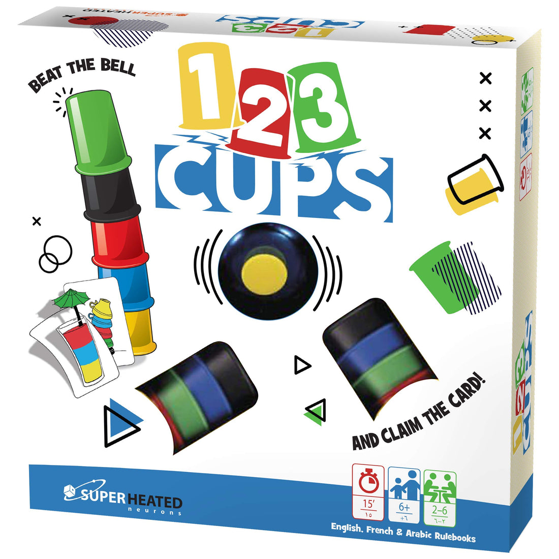 SuperHeated Neurons Speed Cups: 123 Cups | 2 6 Players | Official Version | English and Arabic Language | Ages 6+ | Board Game | Original Made In China