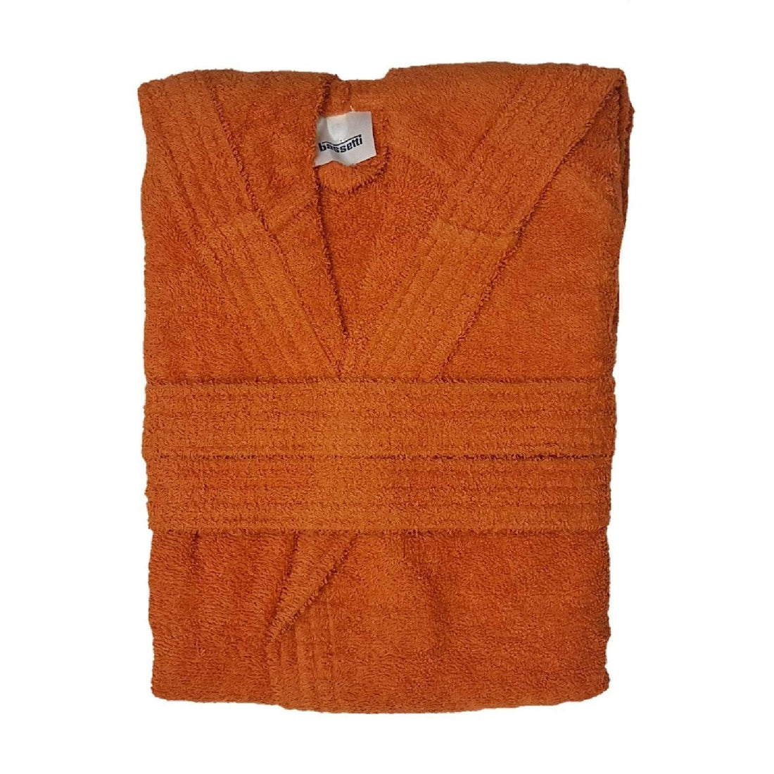 JAZZEEL Unisex Terry Bathrobe with Hood, 360 gsm 100% Cotton, Absorbent and Soft Spa Robe, Perfect for Men and Women After Bath or Shower, Orange, Size M