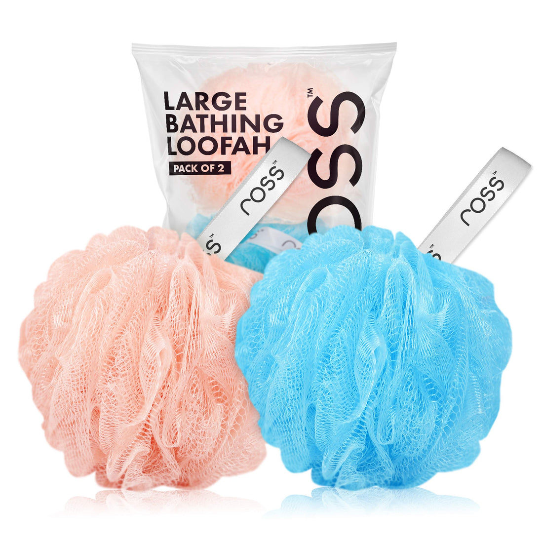 Ross Large Bath Loofah Sponge Scrubber Exfoliator for High Lather Cleansing (Purple and Yellow)
