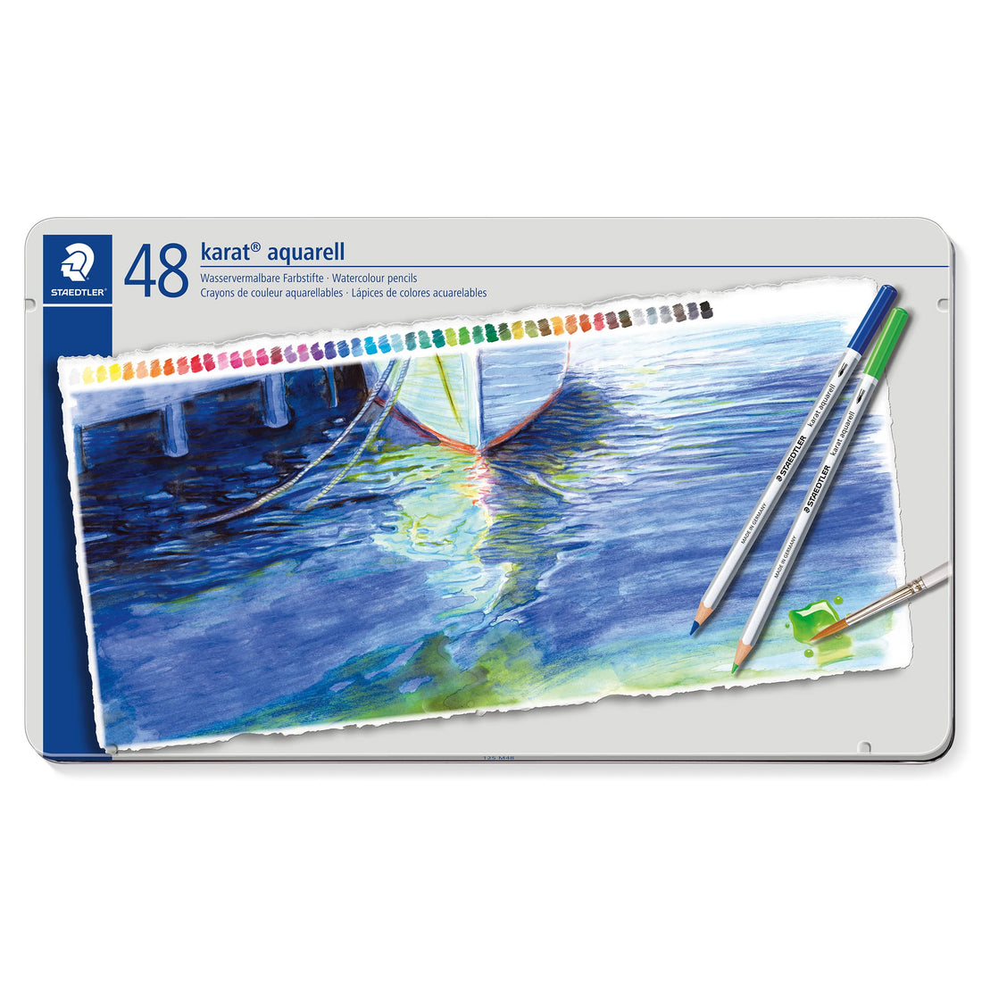 Staedtler karat 125m48 aquarell colored pencils in metal box - set of 48