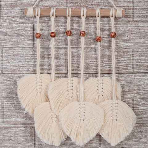 Macrame Kn0ts Cotton Leaves Wall Hanging | Boho Feather Wall Decor | Large Leaf Yarn Tapestry | Handmade Woven Wall Art (Pattern-1)