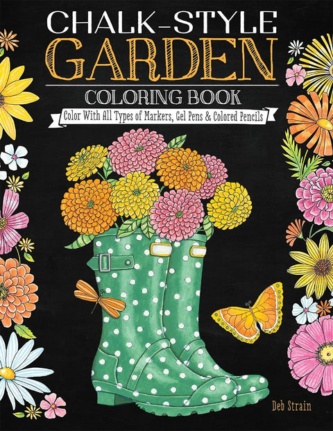 Chalk-Style GARDEN Coloring Book