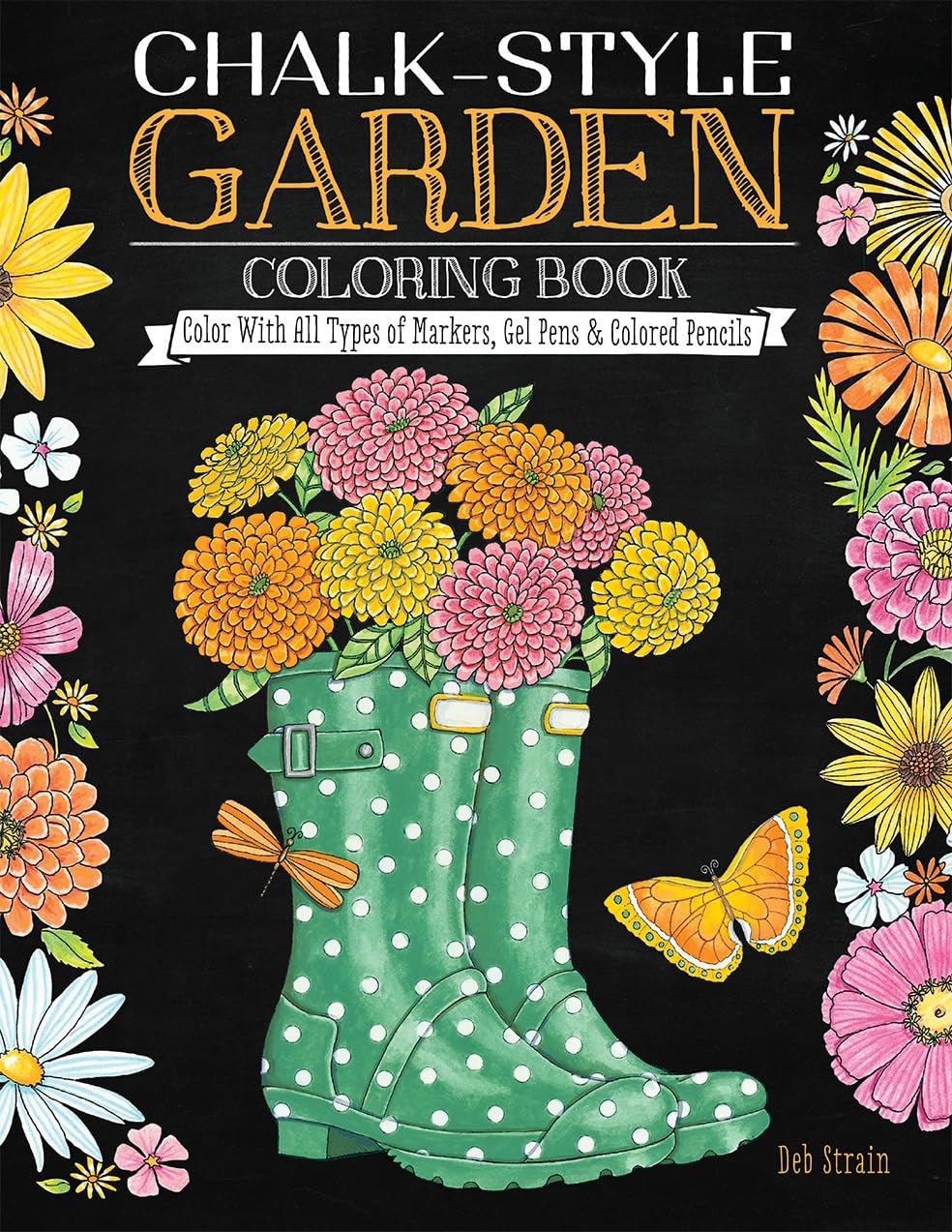 Chalk-Style GARDEN Coloring Book