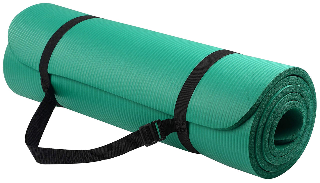 Fitvids All Purpose 1/2-Inch Extra Thick High Density Anti-Tear Exercise Yoga Mat with Carrying Strap, Green