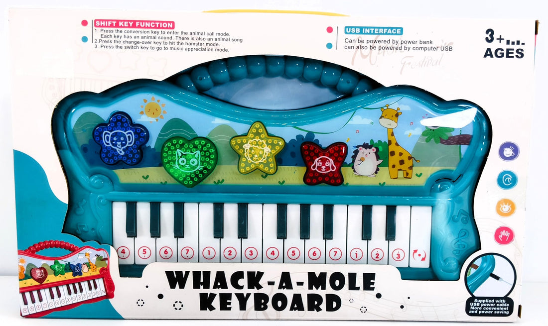 Whack-A-Mole Keyboard Toy for Ages 3 and Above, Plastic