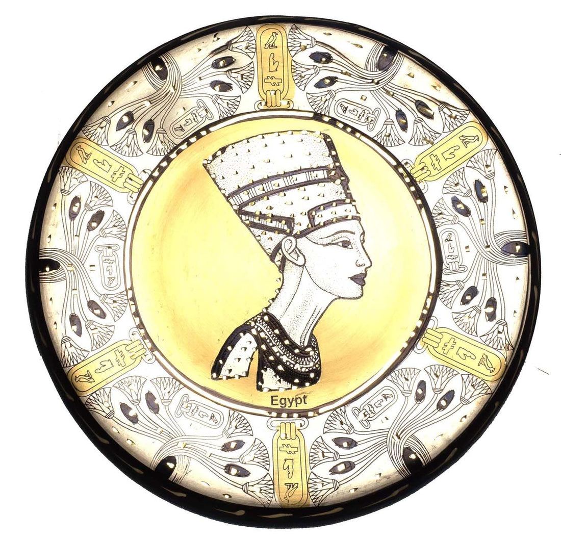immatgar pharaonic Decorative copper plate ancient Egyptian souvenirs gifts from Egypt Collectible Pharaohs (Nefertiti 4-24 CM)