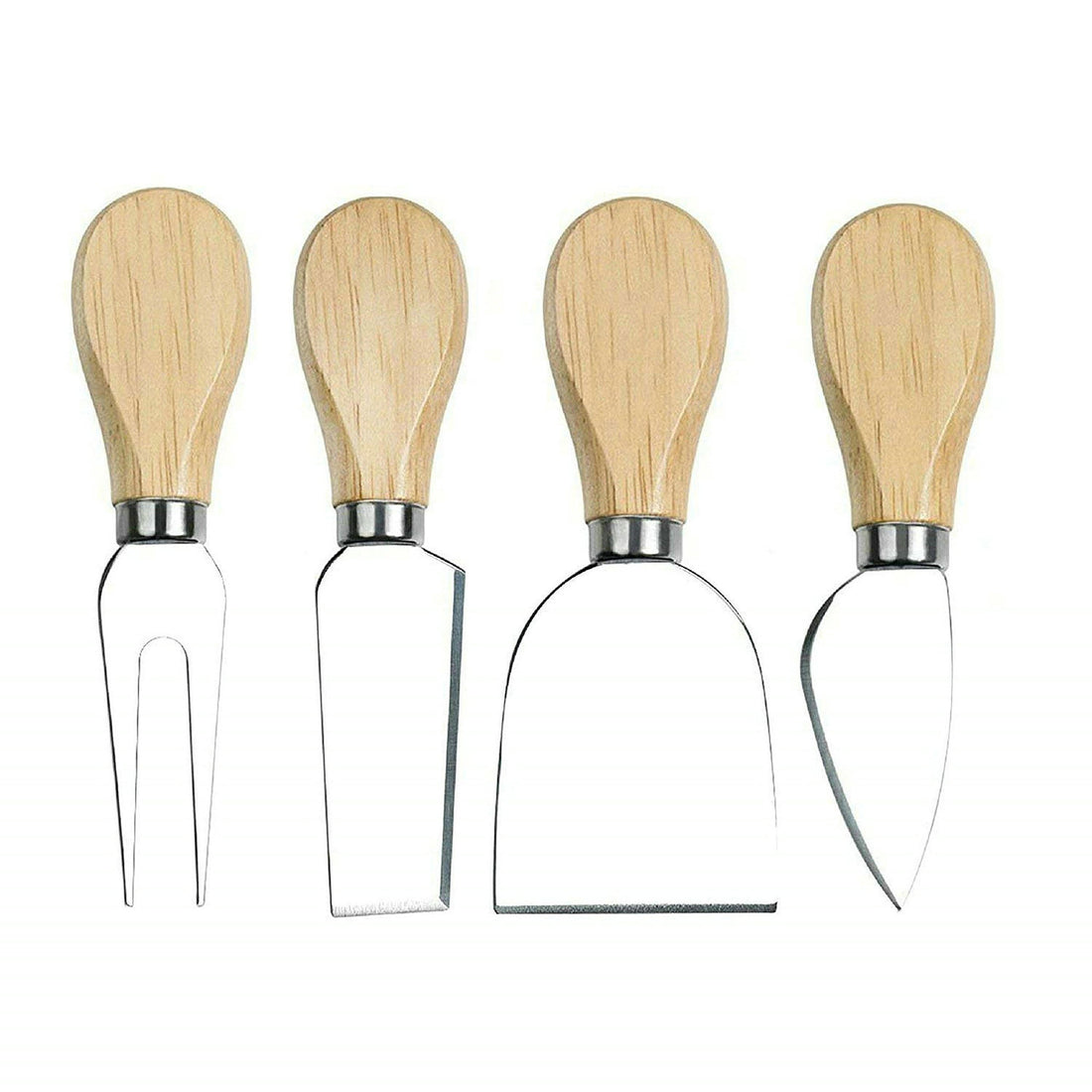 GuDoQi Cheese Knives, Set of 4, Wood handle, Stainless Steel, Hard & Soft Cheese Slicer, Serving Fork, Cheese Spreader