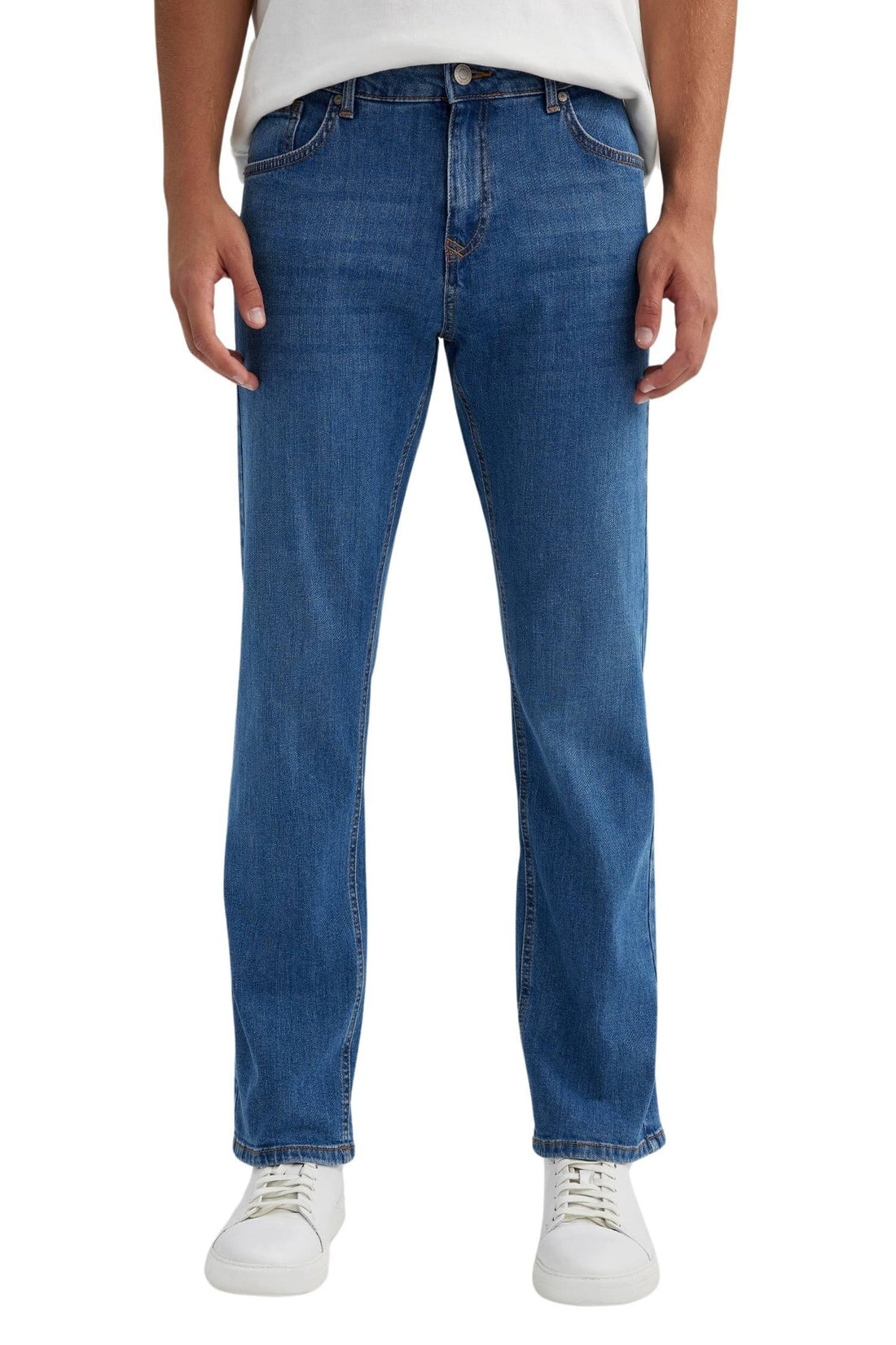 DeFacto Man Special Collection Sergio -Regular Fit Denim Trousers,Mid Blue, XL