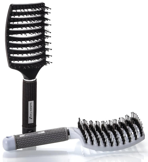 Brush-paddle hair brush is suitable for women, men and children, perfect for curly, natural, thick, long and short hair types with rapid efficiency in drought (2pcs)