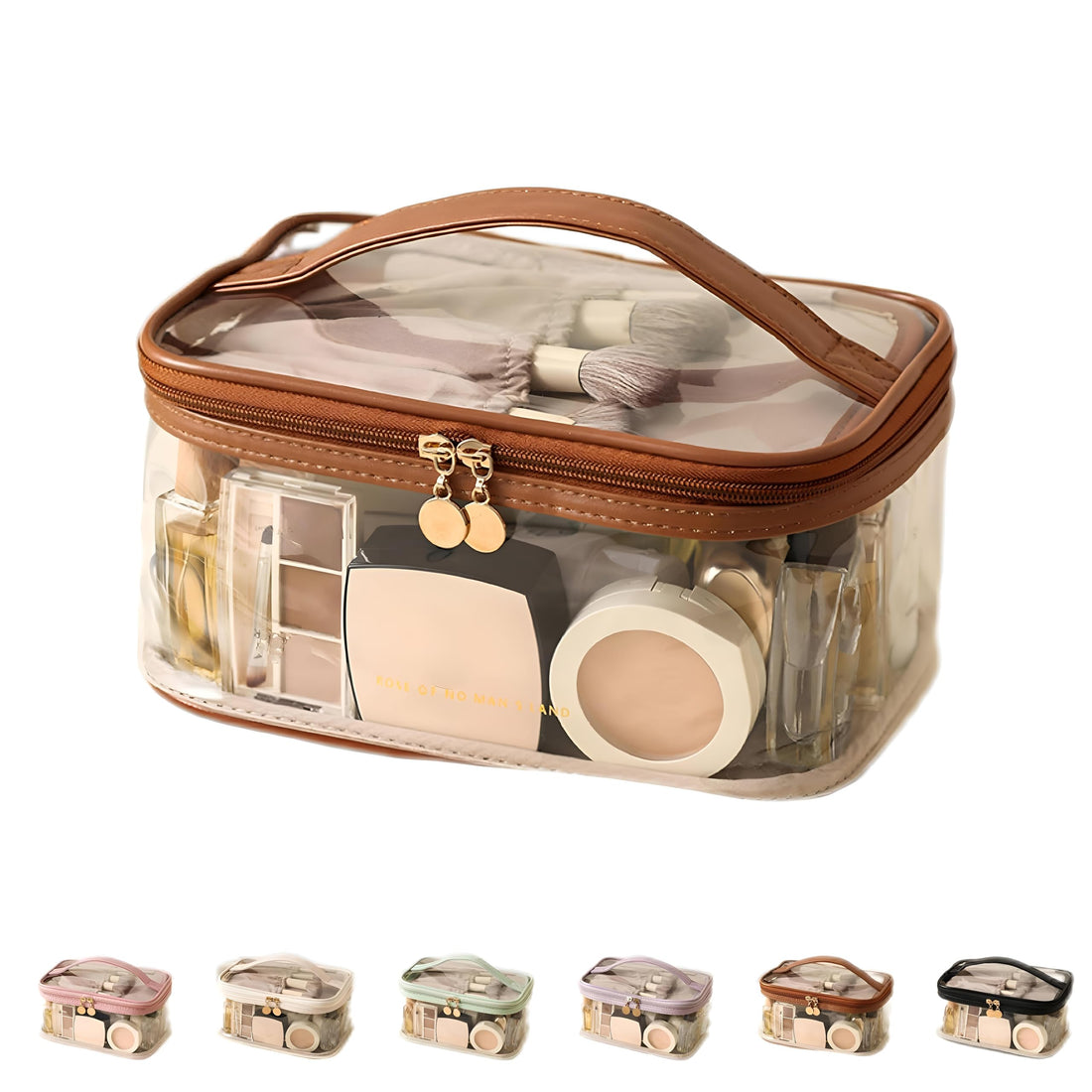 Toiletry Bag - Waterproof Large Organizer for Makeup Tools with Clear Appearance and Portable Functionality Designed in Rich Brown Tone for Daily Use (1PC)