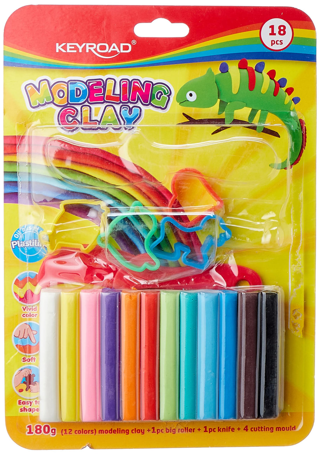 Keyroad modeling clay kr971779-12 colors -roller - clay cutter - cutting moulds