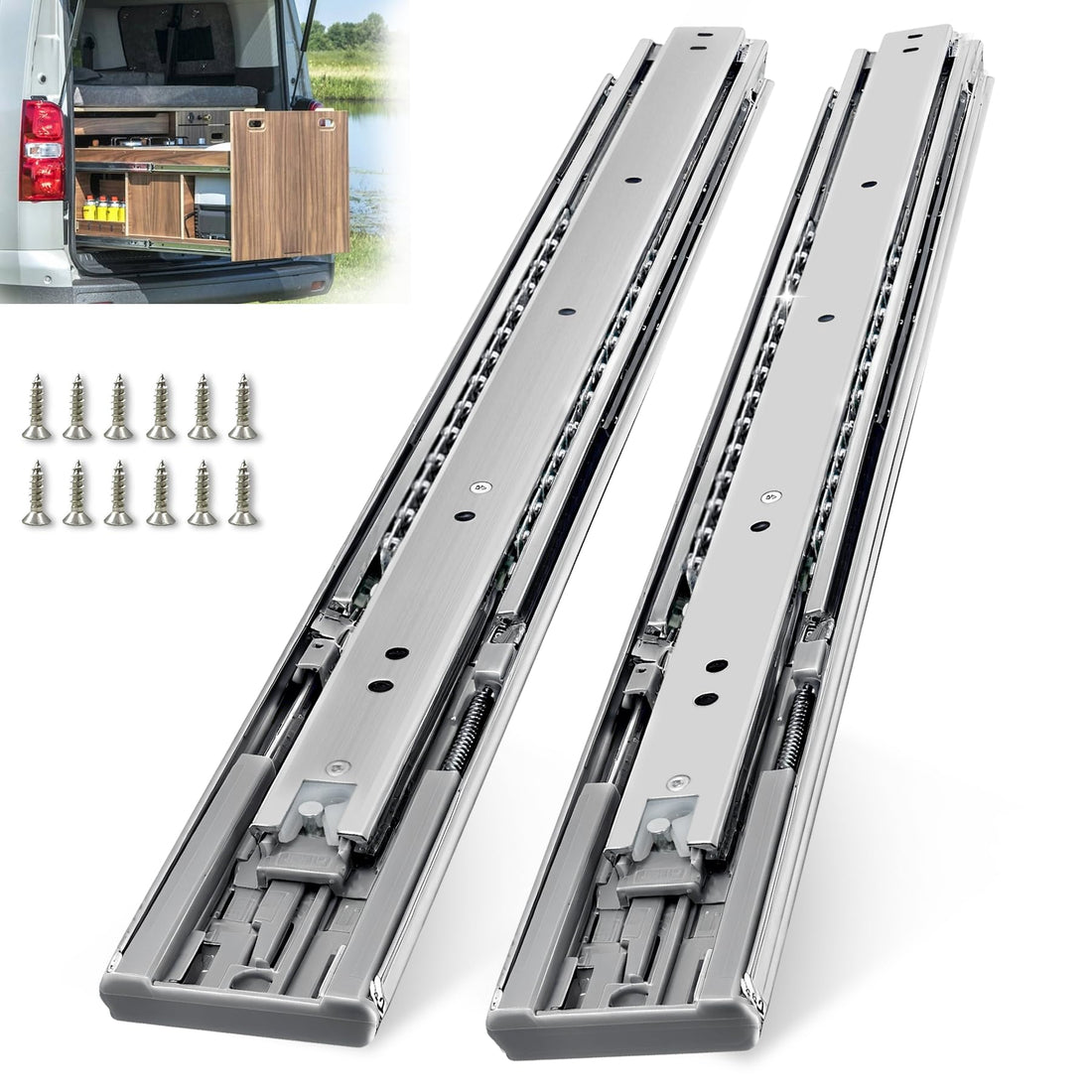 1 Pair 20 Inch 200Lbs Soft Close Heavy Duty Drawer Slides Full Extension Ball Bearing Slow Closing Rails, Side Mount Cabinet Runners Kitchen Tool Box Tracks Glides