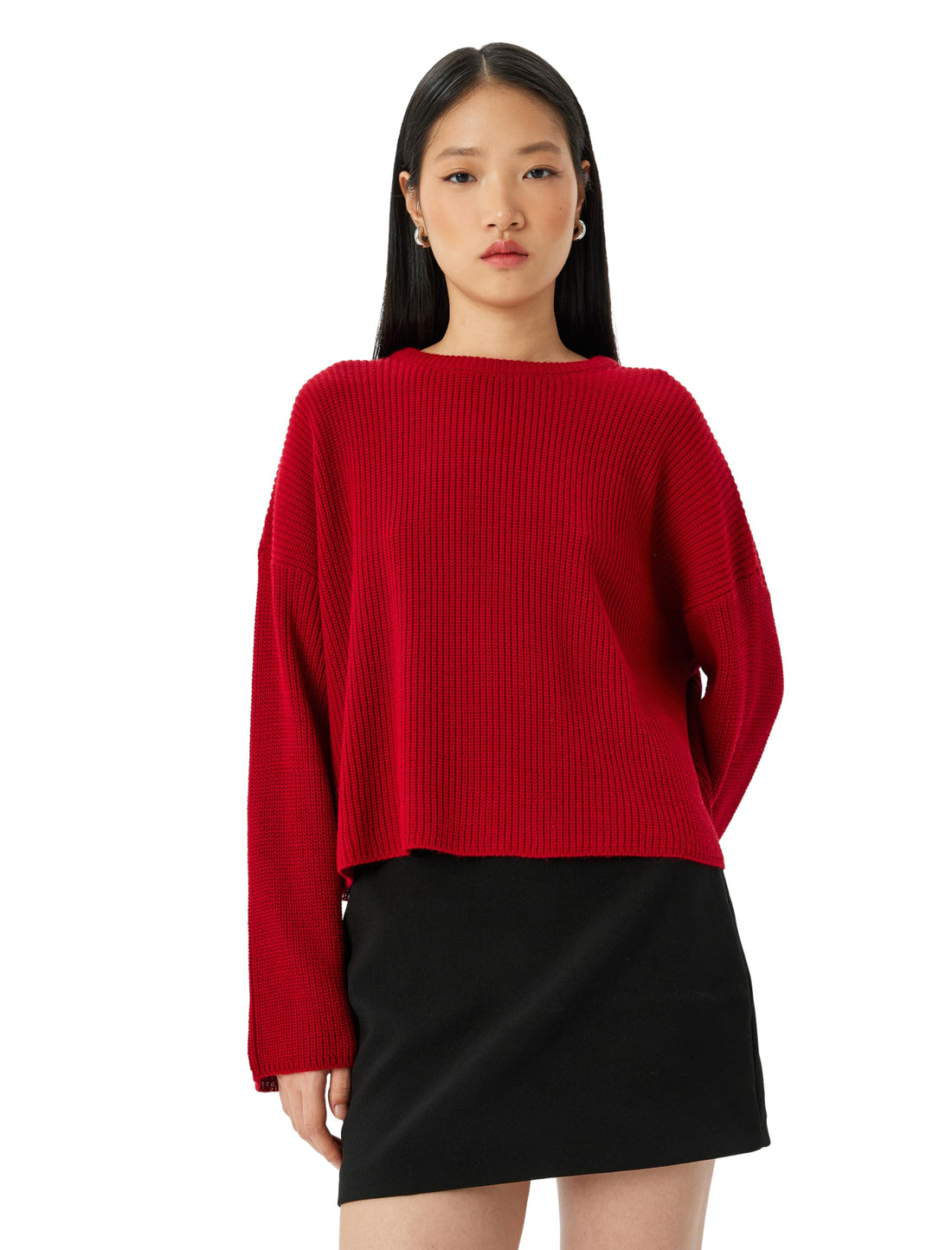 KOTON womens Koton Sweatshirt Swan Applique Detail Ruffle Long Sleeve Crew Neck Brushed Cotton (pack of 1)