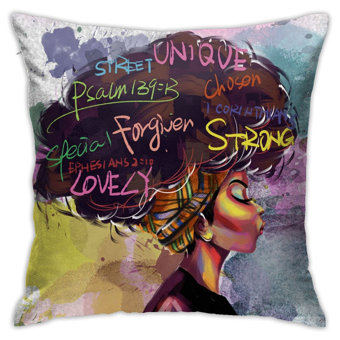 African American Women Throw Pillow Covers Afro Gril Pillowcase Mordern Decorative Zippered Square Pillow Covers Cushion Hold for Sofa Bedroom Car Home Decor 18x18 Inches