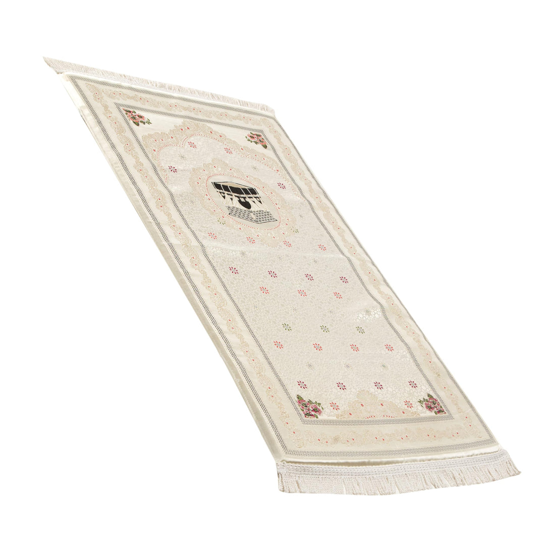 Goblin Prayer Rug Premium Jakar and Sirma Yarn, Kaaba Design, Size 120 x 70 cm, High Quality and Elegant Islamic Design (Red)
