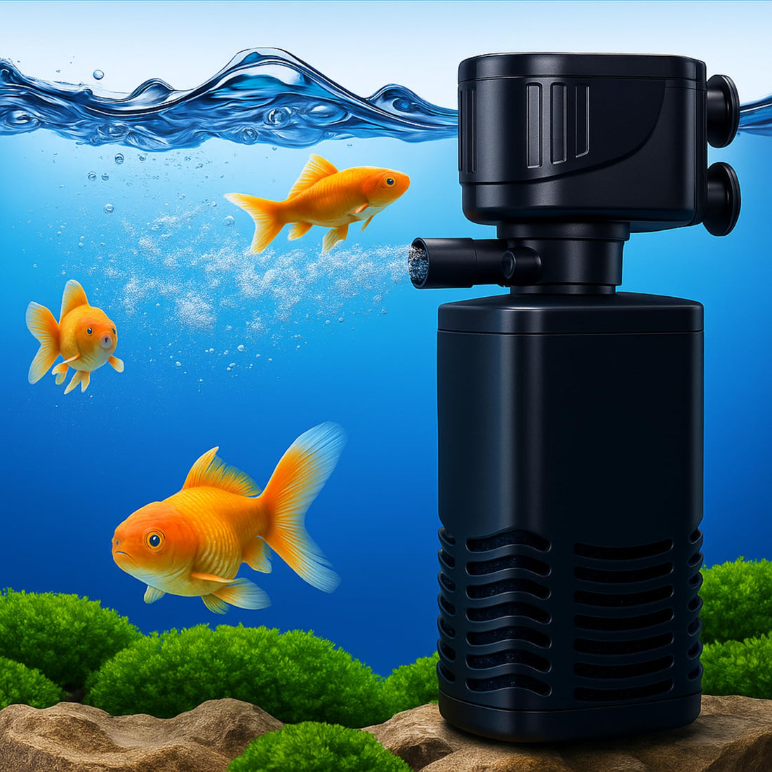 BURAQ Aquarium Filter Pump 3 in 1 High Power Oxygen Filteration System Low Power Consumption for Fish Tank