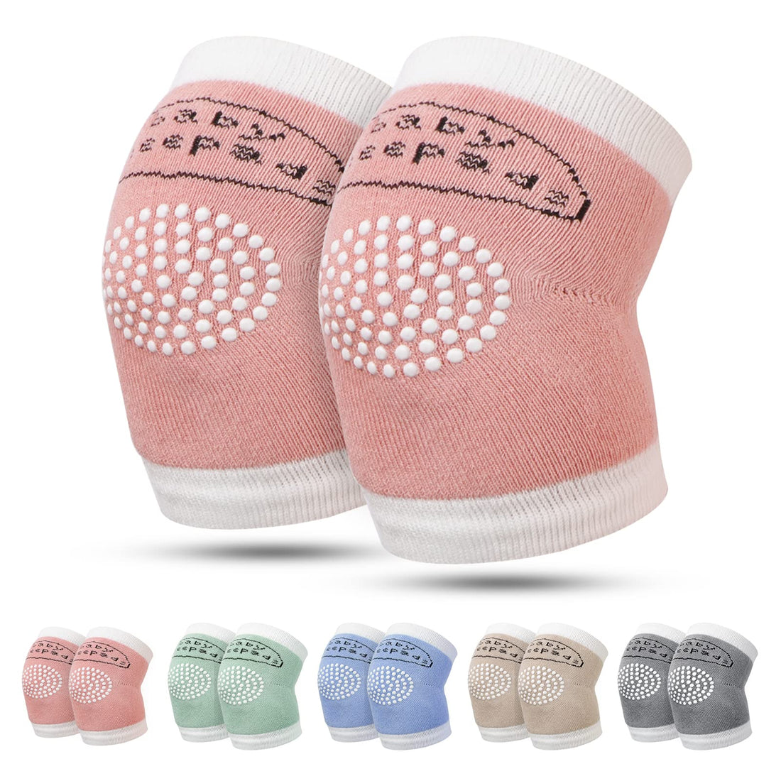 Skycase Baby Crawling Knee Pads, 5 Pairs Baby Socks Non-Slip Soft Breathable Cotton Safety Guards Unisex Baby Kids Multicolor Toddler Leg Warmers