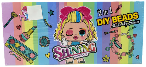 2 in 1 DIY Beads Make Up Series Toy for Ages 3-12, with Toy Accessories, Plastic, for Girls