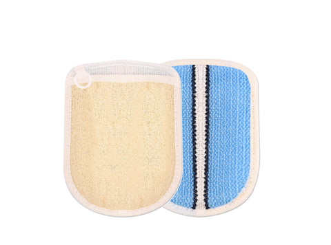 Waritex Natural Bath Loofah - Double Sided Glove for Gentle Exfoliating and Body Massage - Multi Color