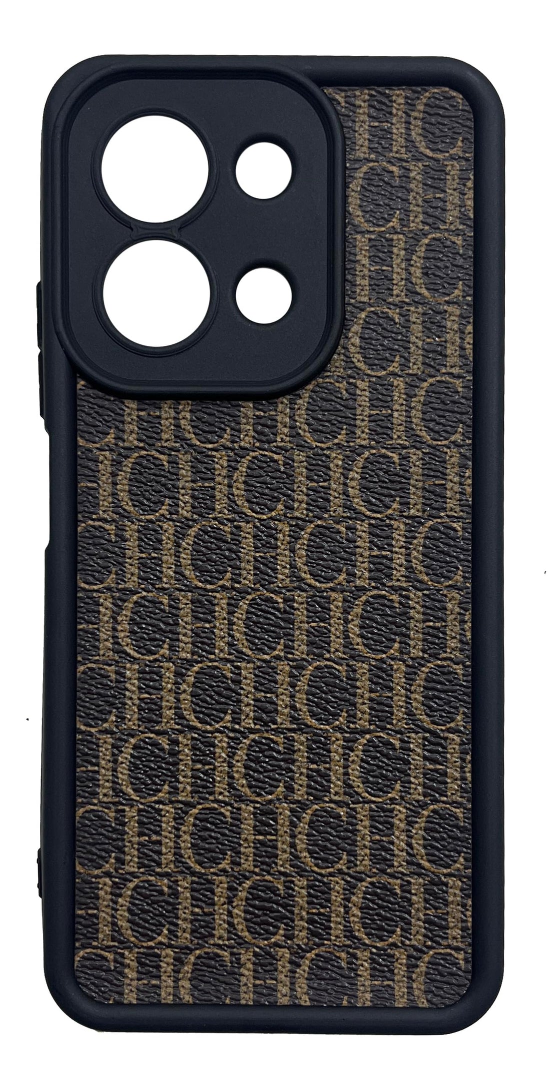(For 15C) Xpress Back Cover for Xiaomi Redmi 15C Cover Soft Silicon TPU Case Camera Protection with Leather Sticker Design, Anti-Shock Case (Black.B.CH)