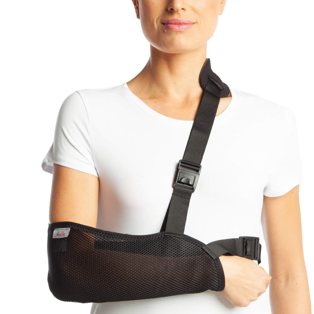 ArmoLine Arm Sling Breathable Mesh Fabric for Adult Black Broken Arm Bandage for Broken Wrist Shoulder immobilizer (XL (50-58 cm))