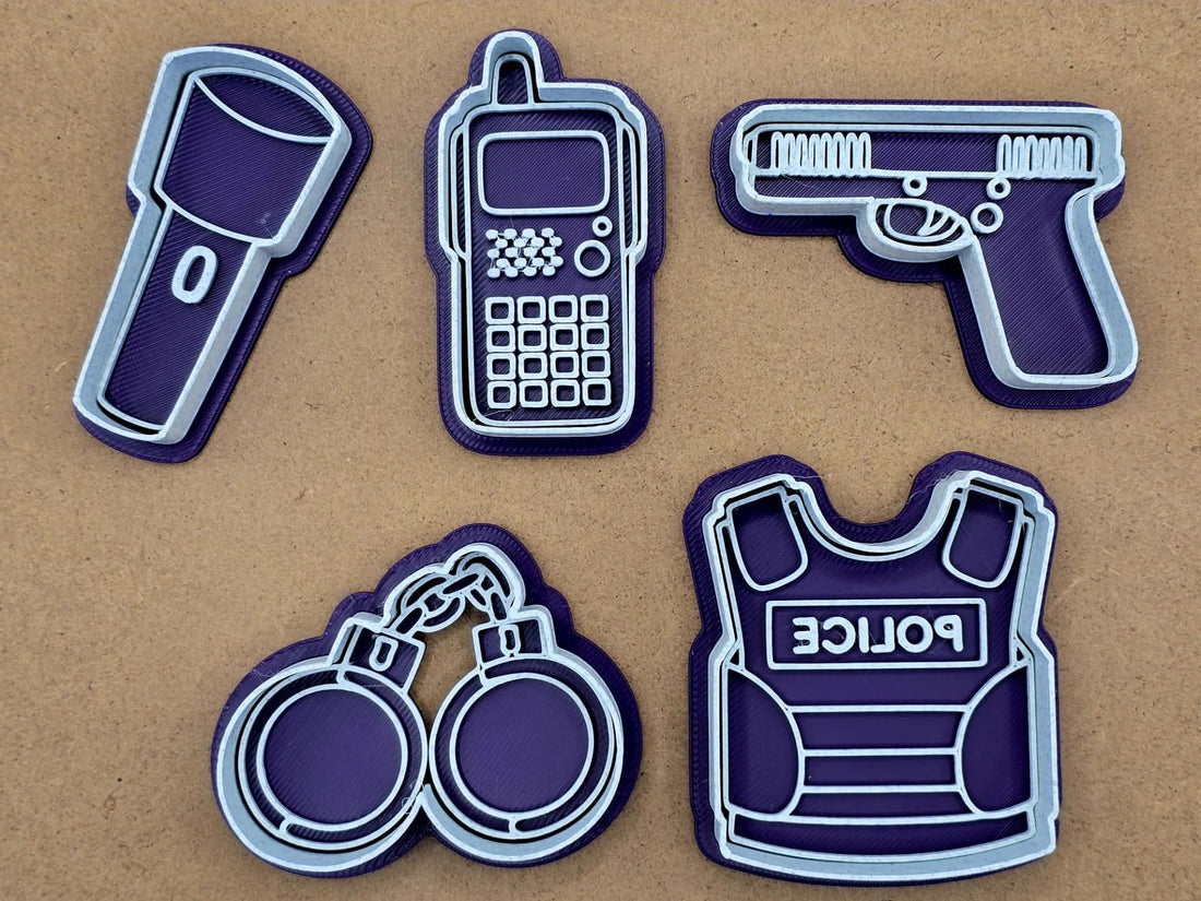Police Tools Cookie Cutter Stamp Playdoh Set