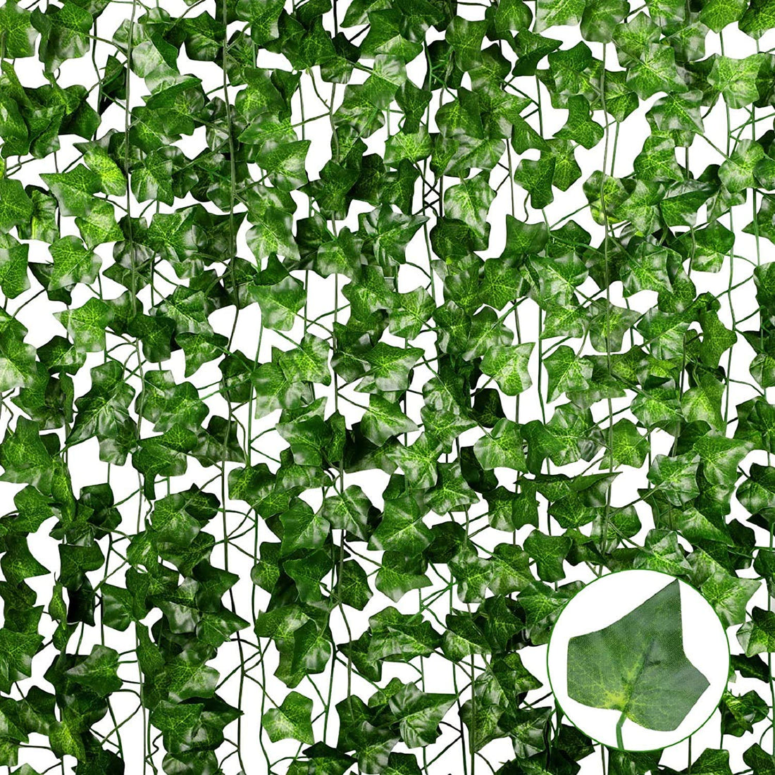 Solikdm 12 Pack Artificial Ivy Leaf Garland - 82 Feet Vine With Hanging Leaves - Green Plant for Indoor Outdoor Decor
