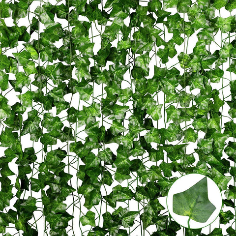 Solikdm 12 Pack Artificial Ivy Leaf Garland - 82 Feet Vine With Hanging Leaves - Green Plant for Indoor Outdoor Decor
