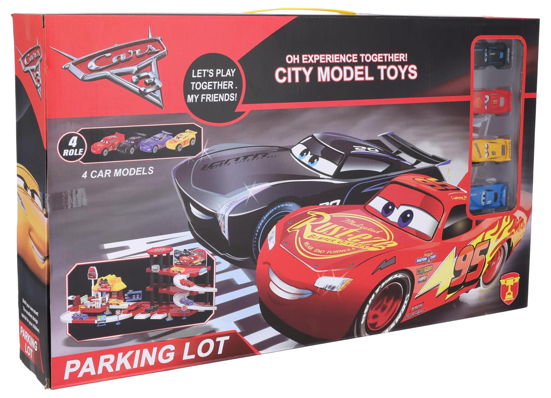 Awlad Farghaly 553-325 Spiral Parking Cars Garage Toy with 4 Car