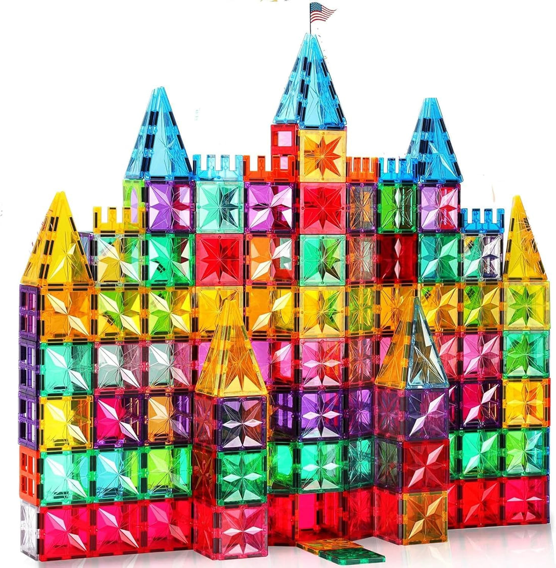 KIDSZONE Magnet Tiles Magnetic Building Blocks, Magnetic Tiles, Square Building Castle, Preschool Toys, STEM Stacking Construction Toys for Boys Girls (28 PCS)