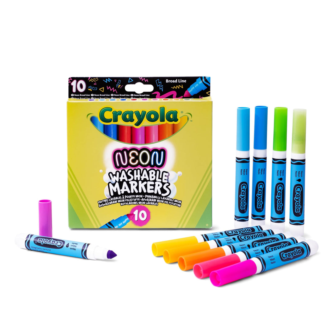 Crayola Washable Maxi-Tip Neon Markers 10-Pieces