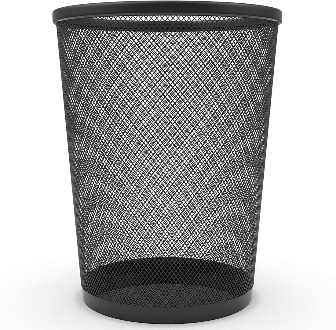 HADEDO Circular Mesh Wastebasket Trash Can, Waste Basket Garbage Can Bin for Bathrooms, Kitchens, Home Offices, Dorm Rooms, Size Medium, BlacK