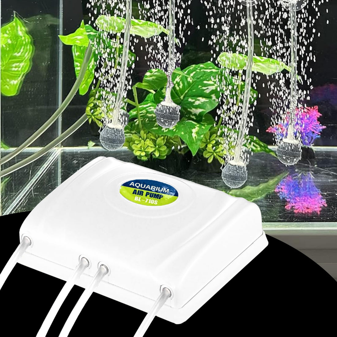 Killerwhale 4 Way Aquarium Air Pump, Increase Oxygen Level & Improve Aquarium Water Quality, Long Lasing Performance, Energy Saving Design, for Fish Tank (4 Way)