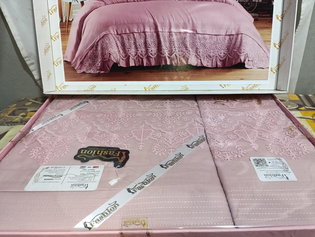 Fashion Yara Big Bed Sheet Set 4 Pieces 1 Sheet 240x260cm 2 Pillow 55x75cm and 1 Large Pillow 45x160cm Color Cashmere