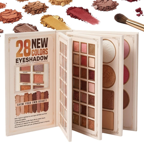 Makeup Palette,Eyeshadow & Highlighter & Blush & Contouring,4-Layer Book-Style Foldable Makeup Palette Set,Matte Glitter Metallic Shimmer, Highly Pigmented Long Lasting Make Up Pallet
