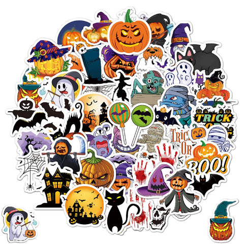 100 Pcs Halloween Stickers for Kids, Pumpkin Vinyl Waterproof Cute Sticker, Cartoon Pumpkin Decals for Pack Crafts Scrapbook, Water Bottle Laptop Skateboard Decoration