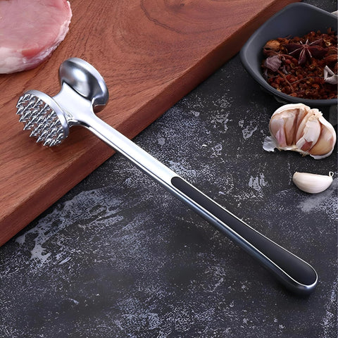 Aluminum Meat Tenderizer Hammer, 22.5cm Long Handle, 5.3cm Engraving Head, Professional Kitchen Tool for Tenderizing Meat Tenderizer