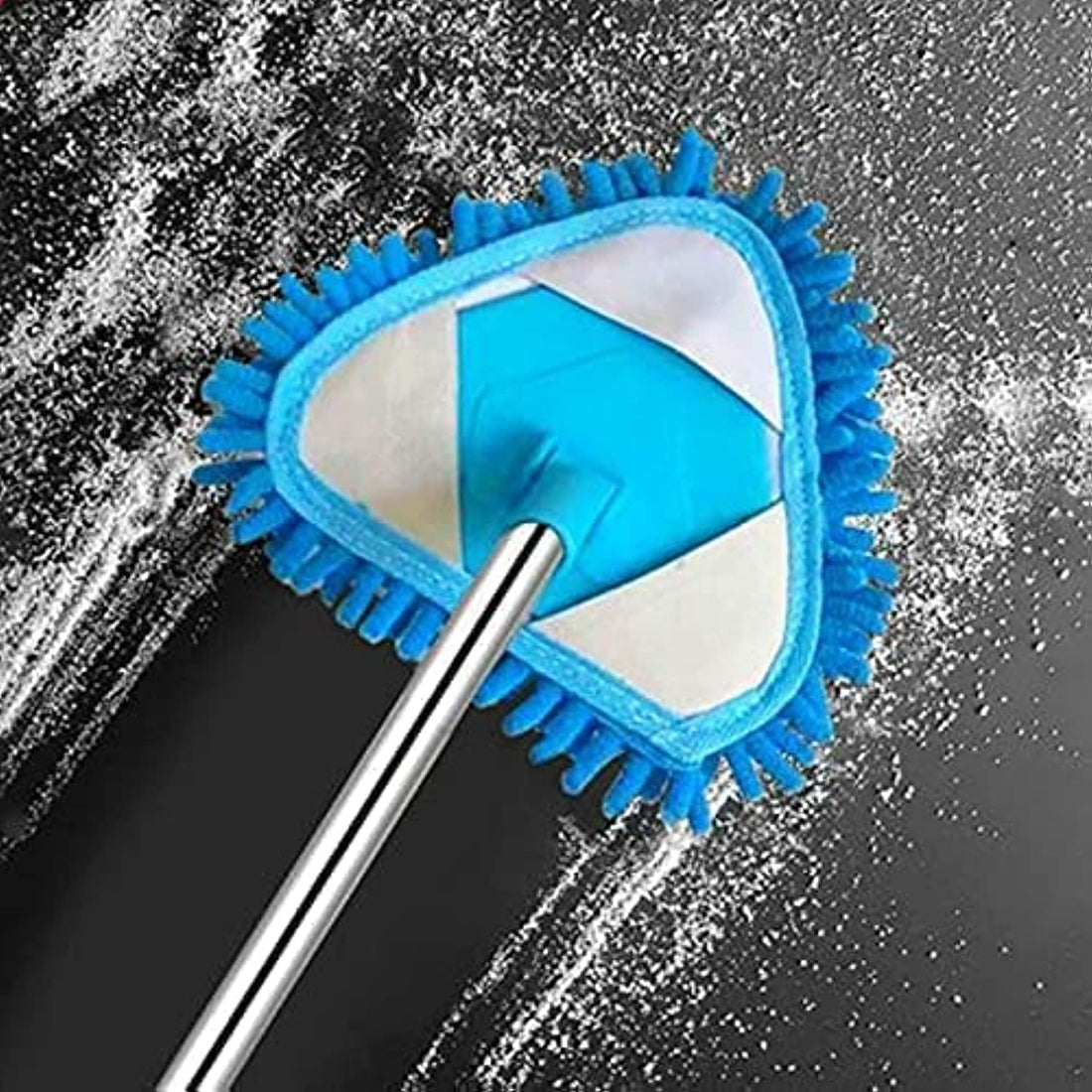Rotatable Triangle Mop with Long Handle, Microfiber Flat Floor mop Cleaning Brush Glass Wiper Window Cleaner Floor Cleaning Fan Dusting Office Fan Cleaning Brush with Hydraulic Long Rod