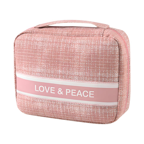 Portable Cosmetic Bag-Spacious, organized makeup bag for daily use, travel-friendly cosmetic and toiletries carrier, ideal tools storage solution, secure zipper design. (Pink)