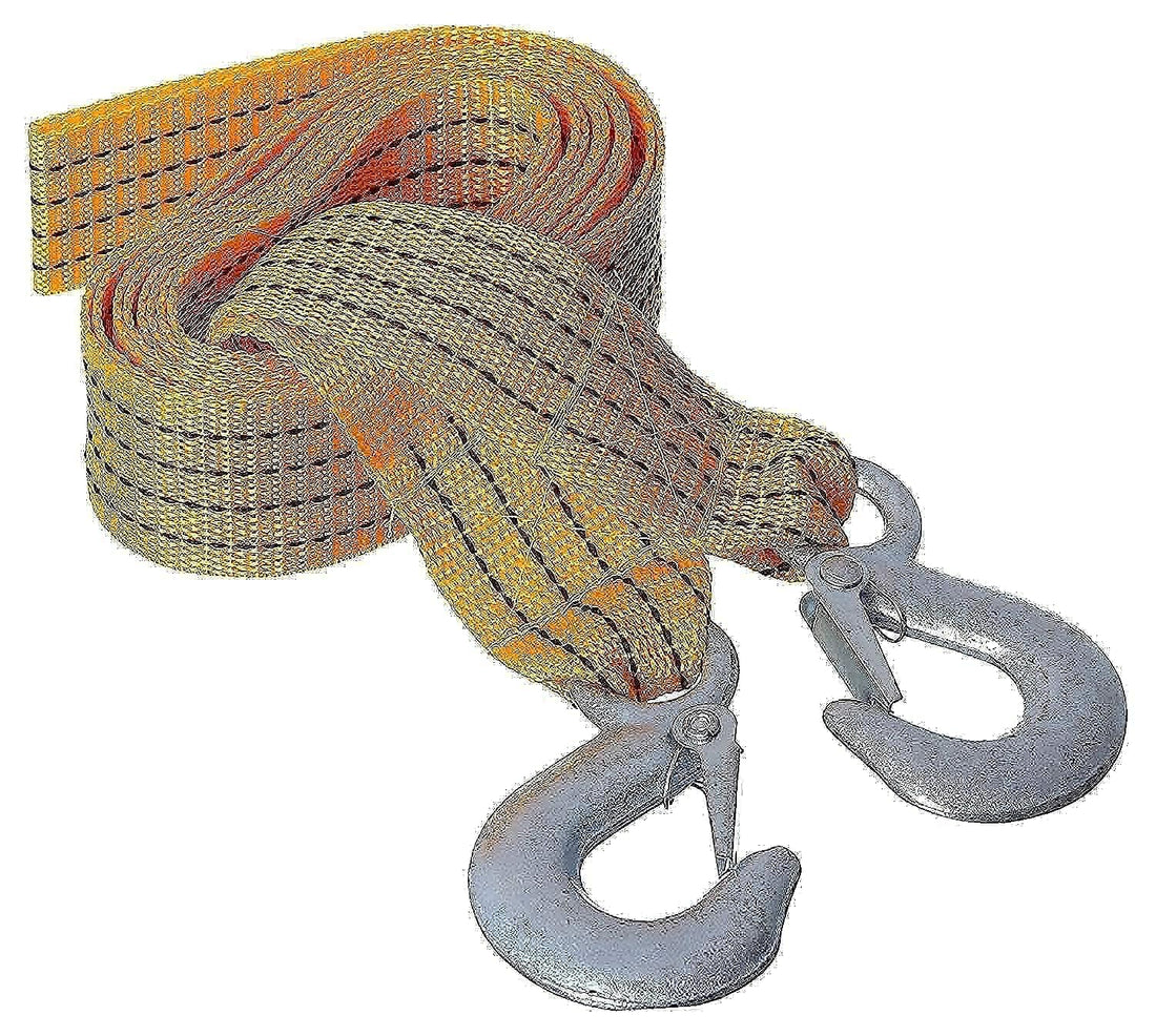 Heavy Duty Car Towing Strap Trailer Strap Load 10 Ton Nylon Braid Lifting with Safety Hooks Shackle for Towing Cars Vehicles Emergency Recovery Securing Tool - 3M