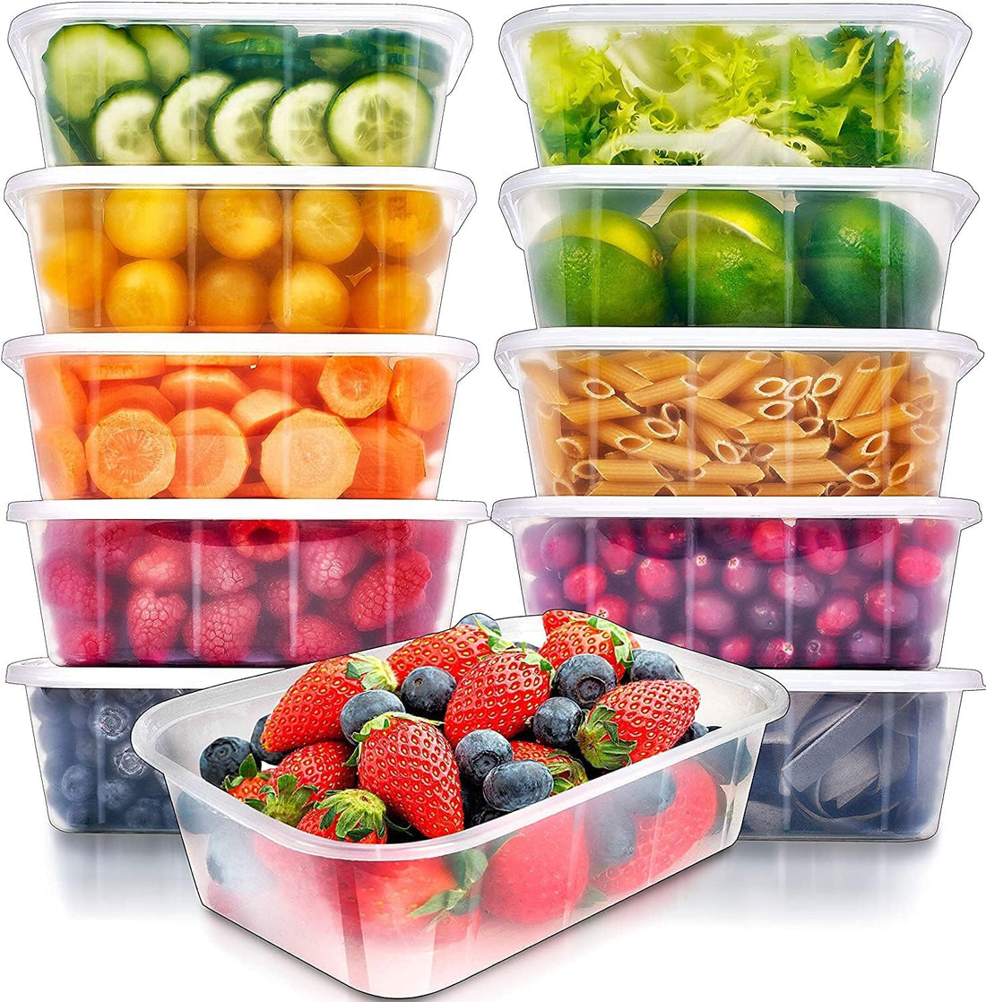 Cuthban Microwave Boxes Meal Prep Containers, [5 Pack] Plastic Storage Food Containers with Lids, Disposable Bento Box Reuse, Refrigerator Safe, Microwave, Dishwasher Safe (750ML- 26 OZ)