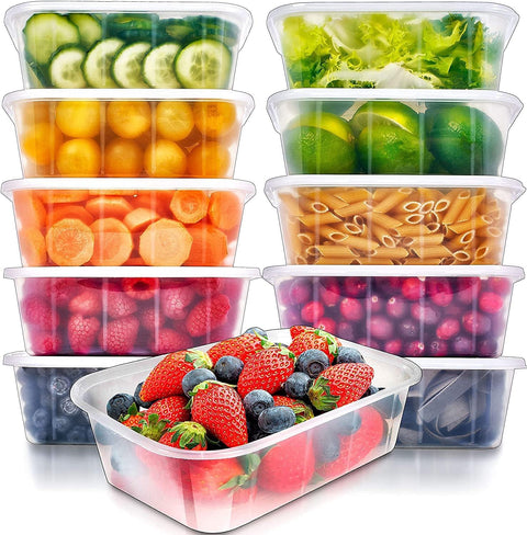 Microwave Meal Prep Containers [10 Pack] – 26 OZ / 750ML Food Storage Containers with Lids | Reusable Plastic Bento Lunch Boxes | BPA-Free, Stackable, Freezer, Dishwasher & Microwave Safe
