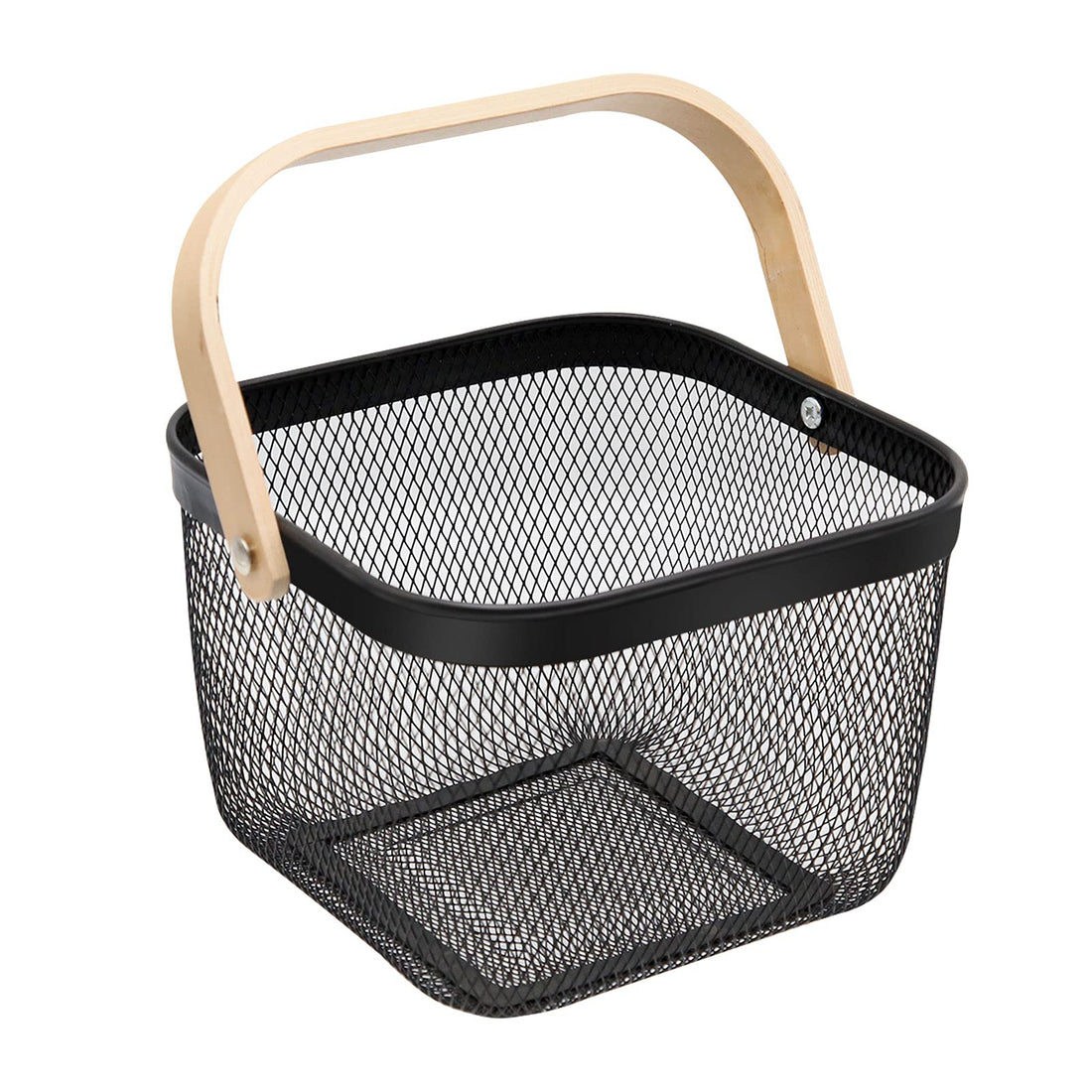 Black picnic basket with handle small fruit basket for kitchen multifunctional wire mesh storage baskets for outdoor picnic, home storage, chirtmas, party, birthday
