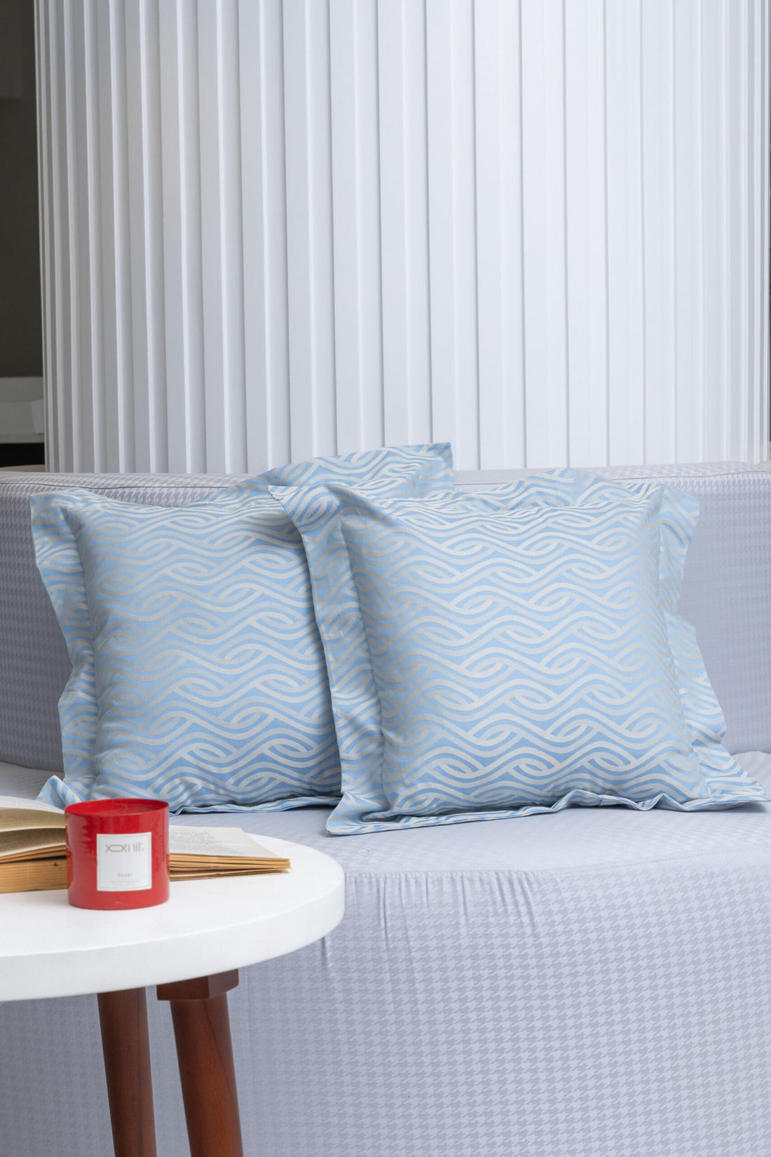nit - Set Of 2 Blue Cushion -Jacquard - (800 TC) 100% Egyptian Cotton