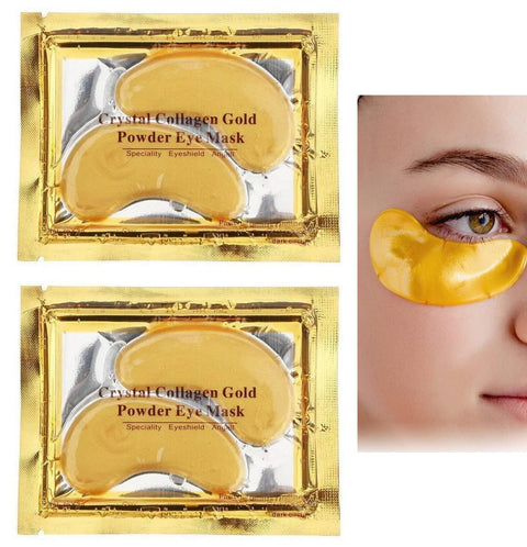 24K Gold Eye Mask,2 Pairs (4Pcs) Under Eye Patches Skin Treatment Mask, Crystal Collagen Under Eye Mask for Reducing Dark Circles, Moisturizing, Puffiness and Eye Bags, Anti-Wrinkle, Hydrating
