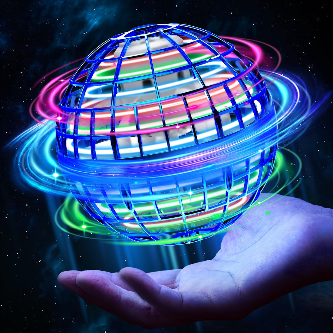 Flying Ball Orb Toys 2025, Upgraded Hover Orbi Ball Pro With RGB Lights, Magic Boomerang Hand Controlled UFO Mini Drone, Cool Stuff Globe Flying Spinner Smart Toys Gifts for Age 6+ Boys Girls Kids