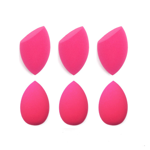 6 Pcs Makeup Sponge Blender,Latex-free Foundation Sponge 2 shapes for Powder&Liquid&Creams,Dry and Wet Use Makeup Sponges(Pink)