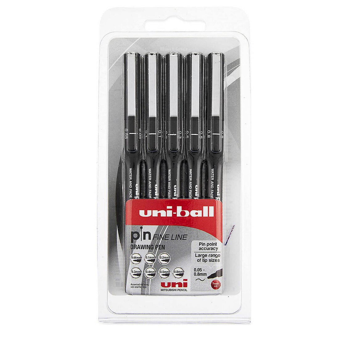 Uni 5 Pack - Fade Resistant & Waterproof Fine Drawing Pen