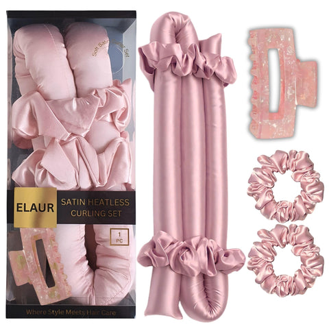 Elaur Satin Heatless Curling Set-Hair Rollers for Heatless Curls | Overnight Heatless Hair Curlers to Sleep in | Curling Rod Headband for Short & Long Hair | Hair Wrap Curler
