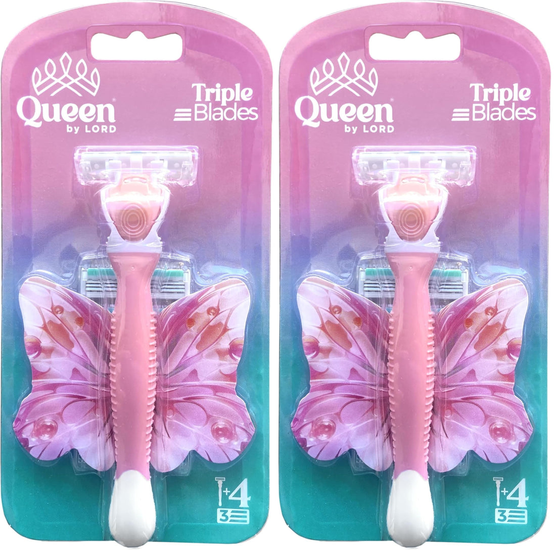 Queen By Lord Triple blades Smooth Razor + 4 Blades Refill (Pack of 2)